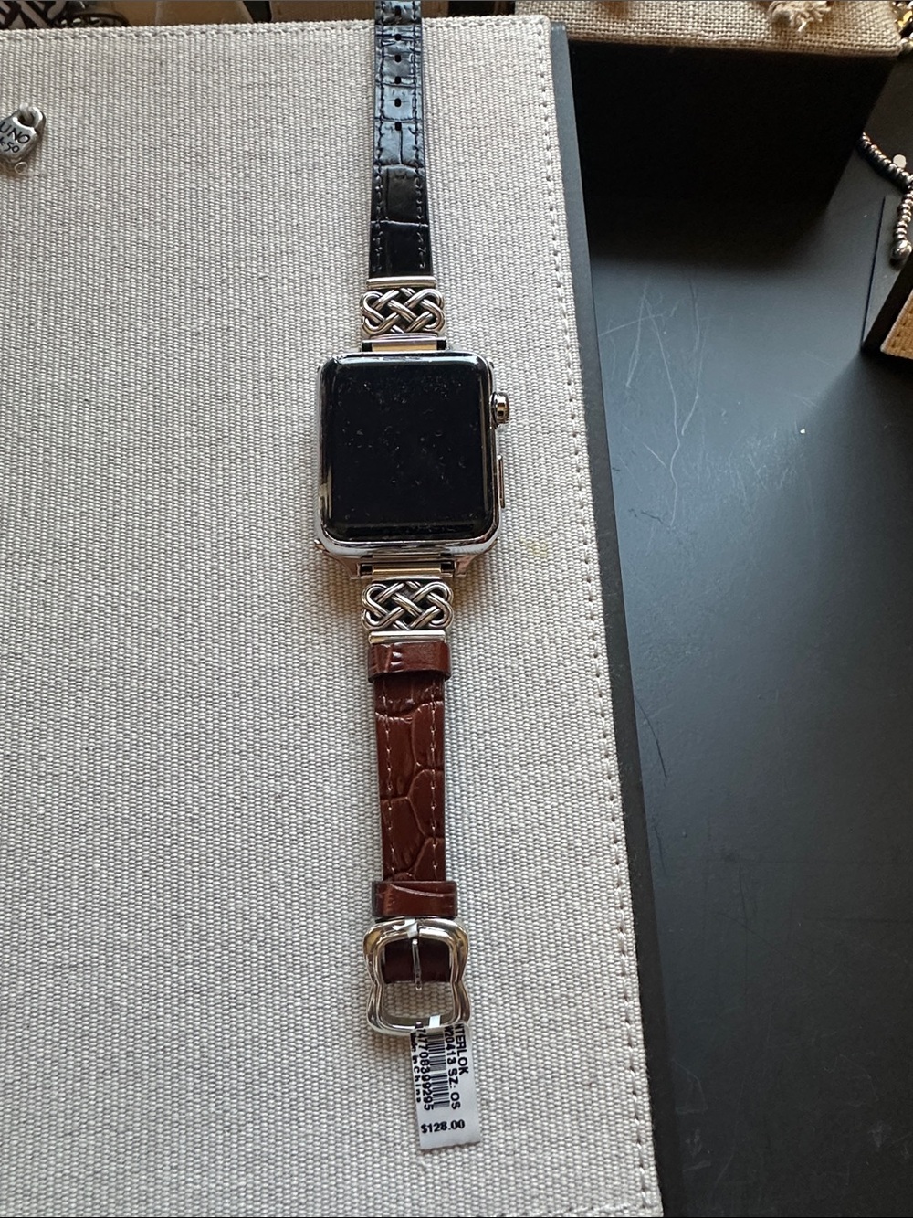 Brighton leather strap  brown one side black ine other Strap with Silver